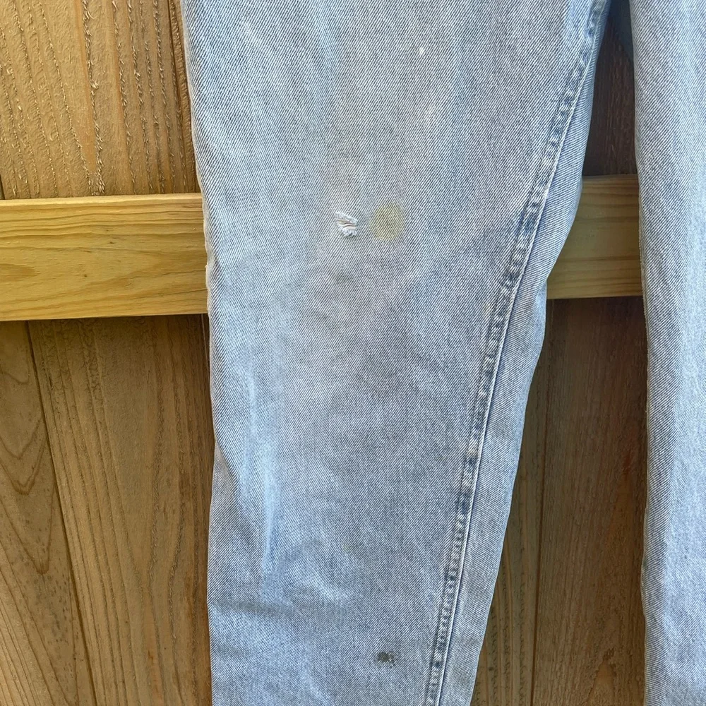 Lee Light Wash Ripped Frayed 5 Pocket Mens Blue Denim Jeans Size 37 x 29